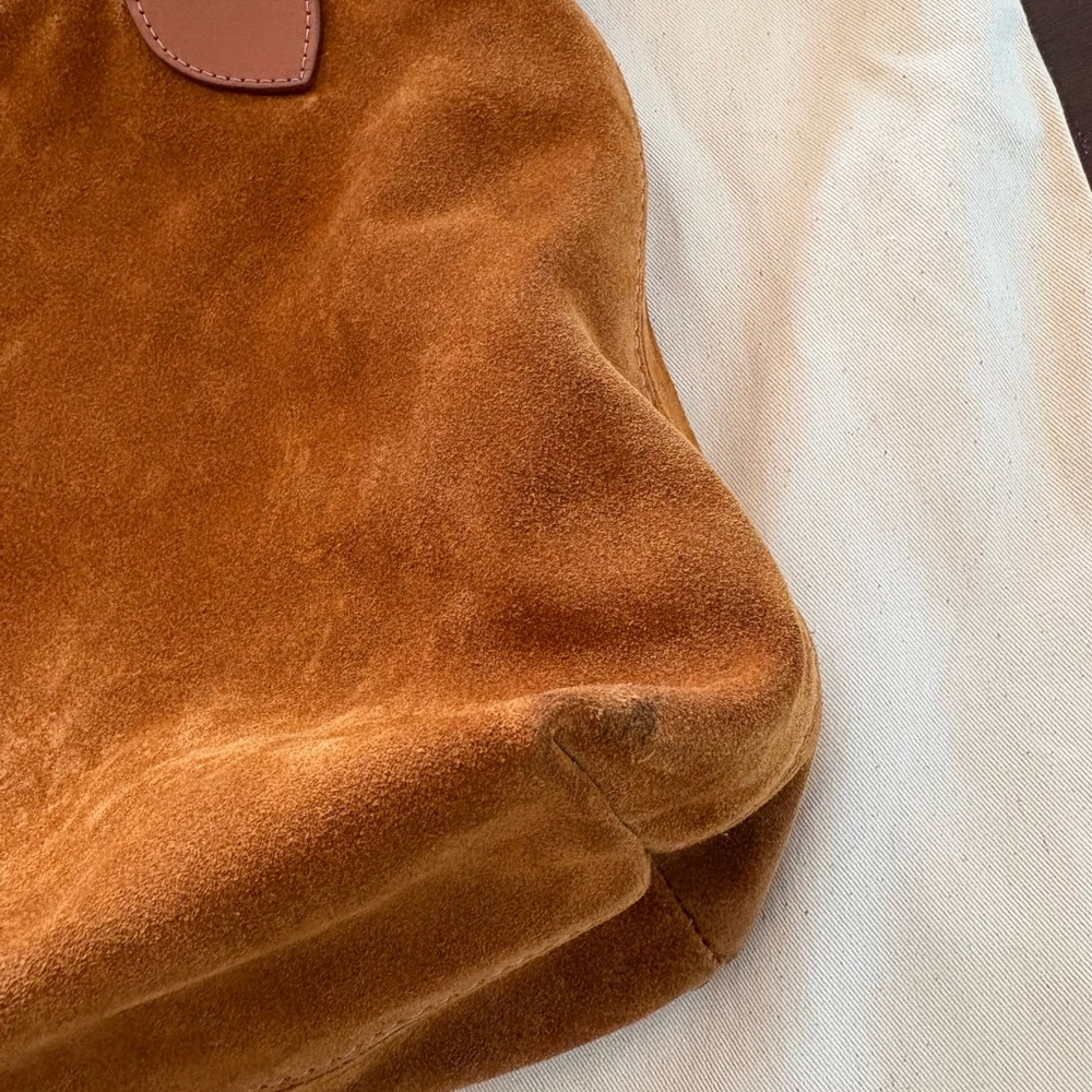 Parker Thatch Charlie Suede Top-Handle Tote Bag in Caramel Brown - Picture 12 of 16